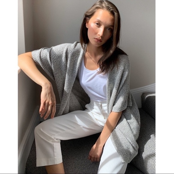 Aritzia Community Grey Marled Sweater Cardigan Cape - Picture 1 of 10